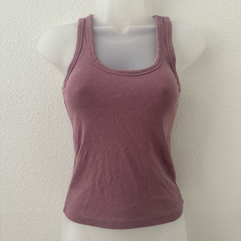 forever 21 purple mauve pink ribbed scoop neck tank top shirt